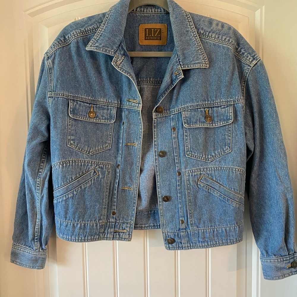 Liz Claiborne Vintage Blue Boxy Oversized Denim Jacket